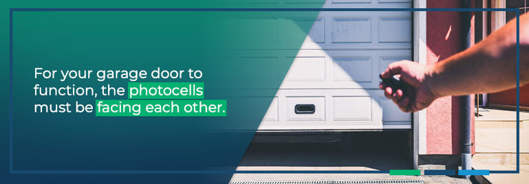 For your garage door to function, the photocells must be facing each other.