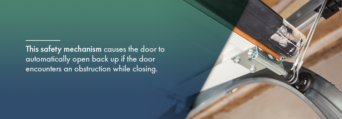 This safety mechanism causes the door to automatically open back up if the door encounters an obstruction while closing.