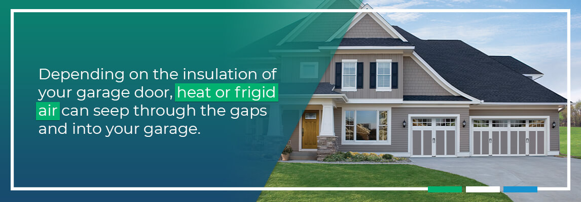 Depending on the insulation of your garage door, heat or frigid air can seep throuhg the gaps and into your garage door. 