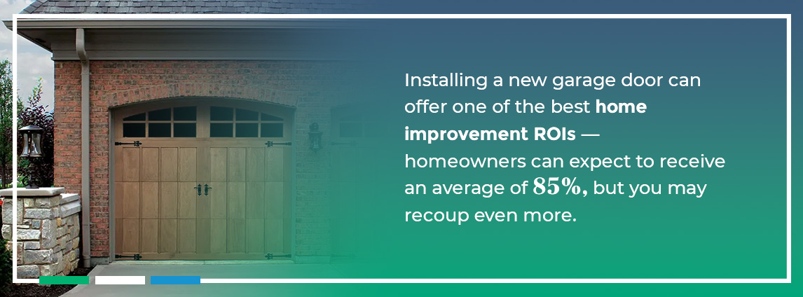 Installing a new garage door can offer one of the best home improvement ROIs —  homeowners can expect to receive an average of 85%, but you may recoup even more.