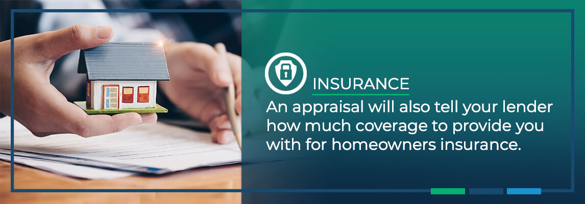 An appraisal will also tell your lender how much coverage to provide you with for homeowners insurance.