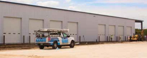 Banko Service Truck parked outside commercial warehouse building