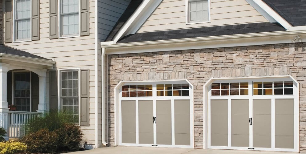 Grey and White Grand Harbor Garage Door