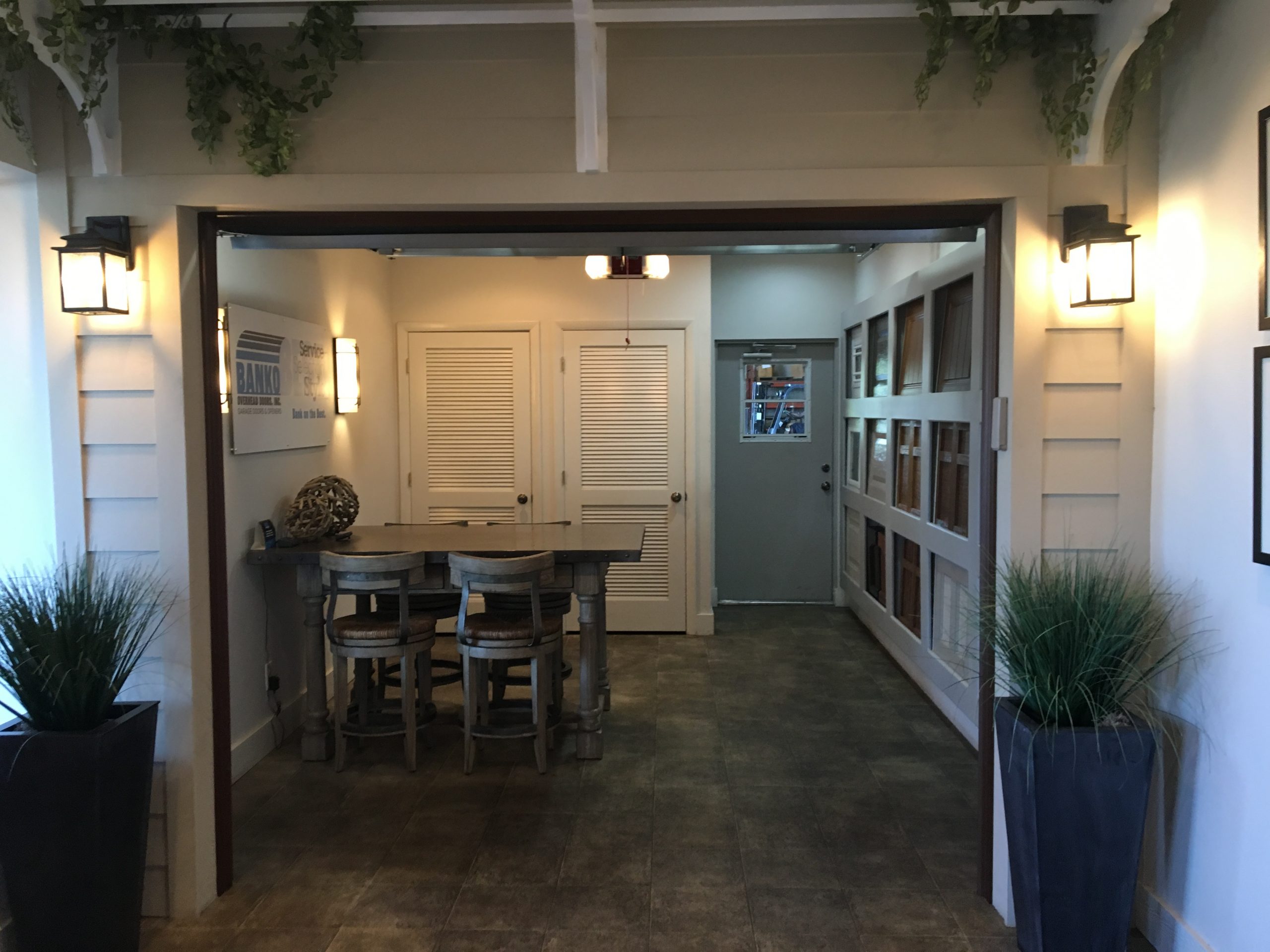 Interior of the Banko Overhead Doors, Inc. showroom on Crenshaw street in Tampa, Florida