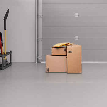 Delivery boxes inside of a garage